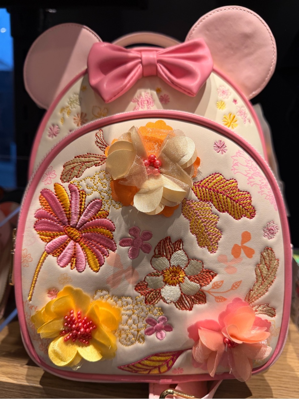 New Disney Minnie Mouse Flower Magnetic Ears Mini Backpack - Picture 7 of 8